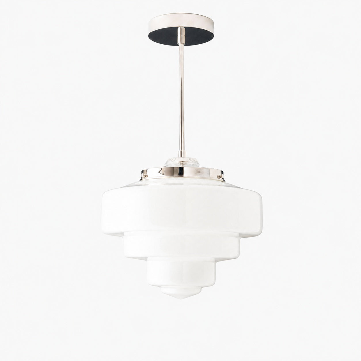 Geotower Glass Brass Pendant Light – Art Deco Opal Globe Ceiling Fixture