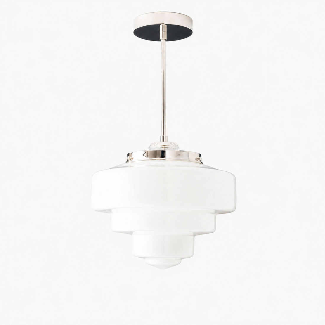 Geotower Glass Brass Pendant Light – Art Deco Opal Globe Ceiling Fixture