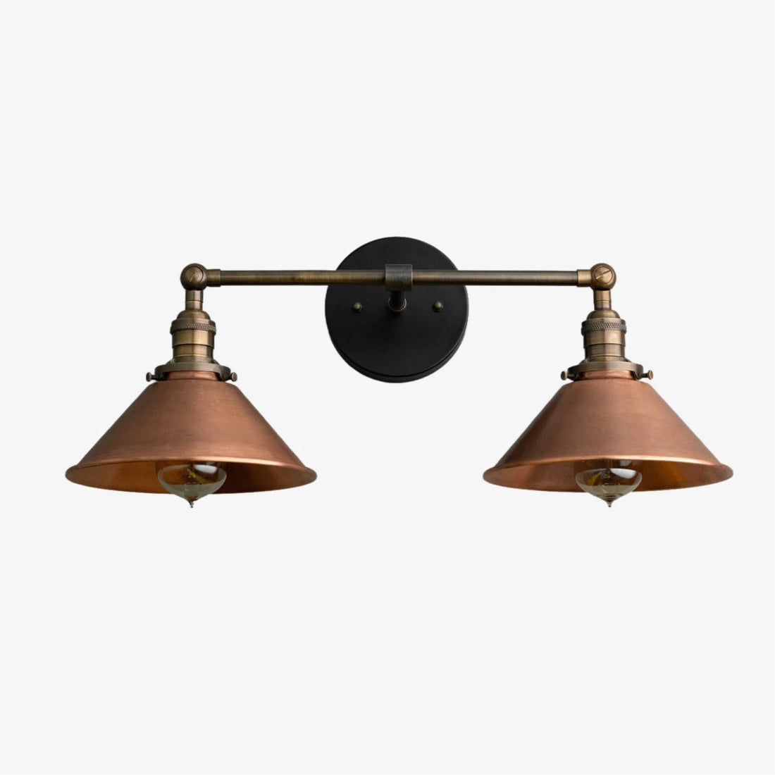 Conique Metal Two-Light Industrial Vanity Sconce – Wall Fixture for Bathroom & Hallway