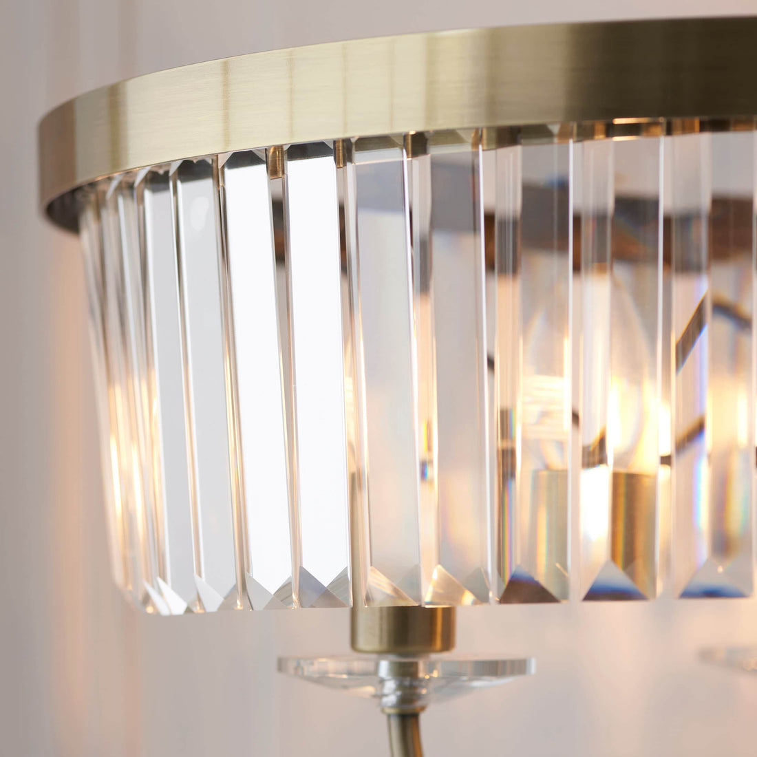 Beveline 3 Light Round Floor Lamp - Faceted Cut Glass Shades Classic Metal Finish For Living Rooms