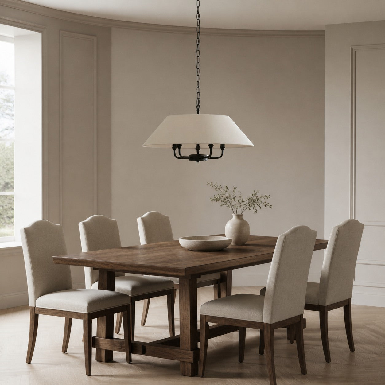 Zevatik Pendant Lamp with Linen Shade – Classic Multi-Light Design for Dining and Living