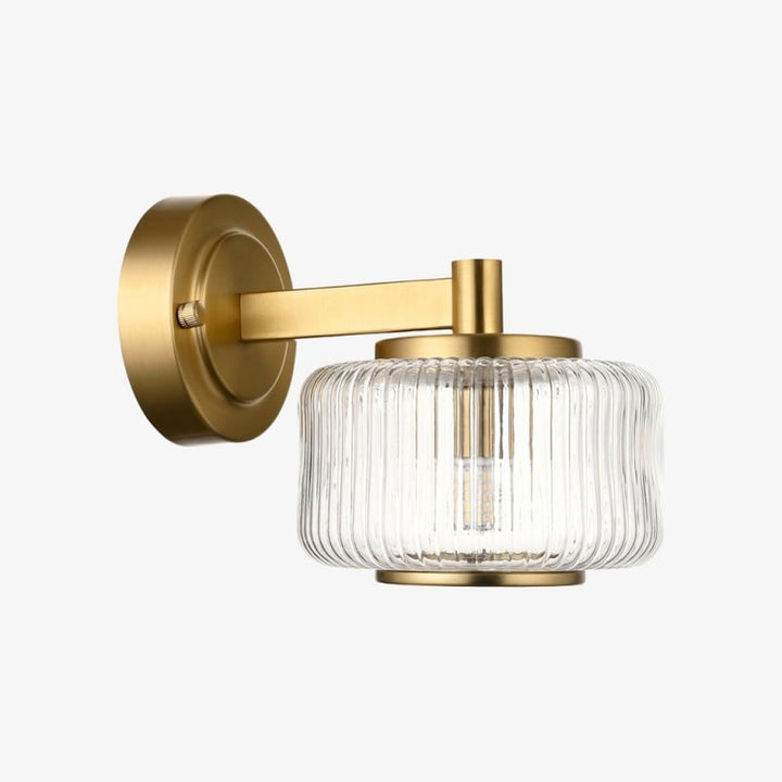 Canovus Ribbed Glass Shade Wall Lamp - Elegant Brass Sconce for Living Room Lighting