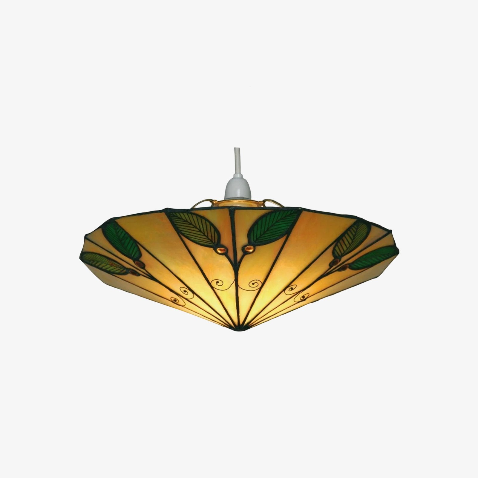 TF Harken Tiffany Style Leaf Pendant Shade Stained Glass Lamp Shade for Living Room and Bedroom