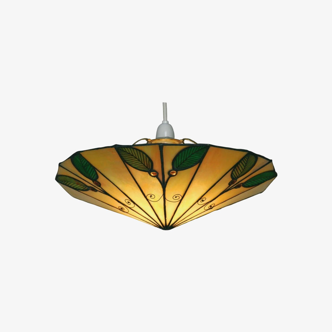 TF Harken Tiffany Style Leaf Pendant Shade Stained Glass Lamp Shade for Living Room and Bedroom