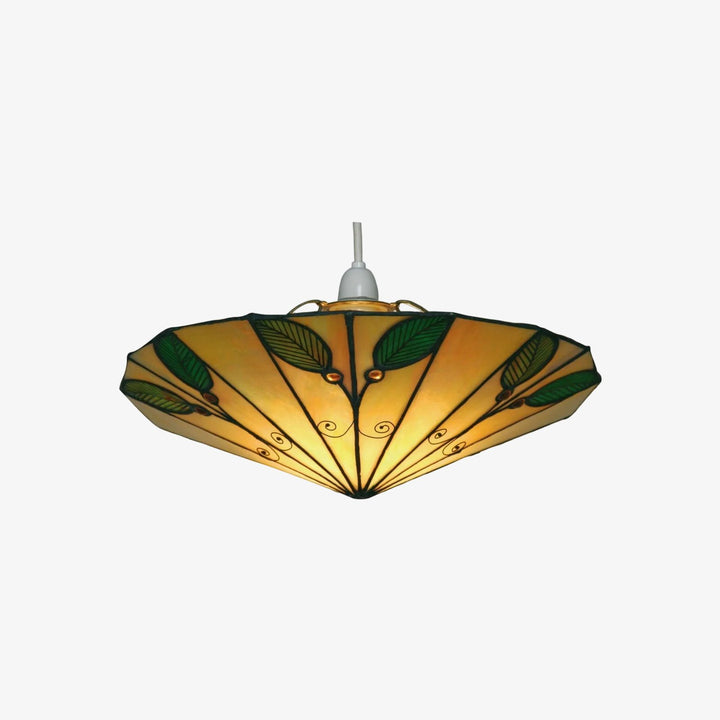 TF Harken Tiffany Style Leaf Pendant Shade Stained Glass Lamp Shade for Living Room and Bedroom