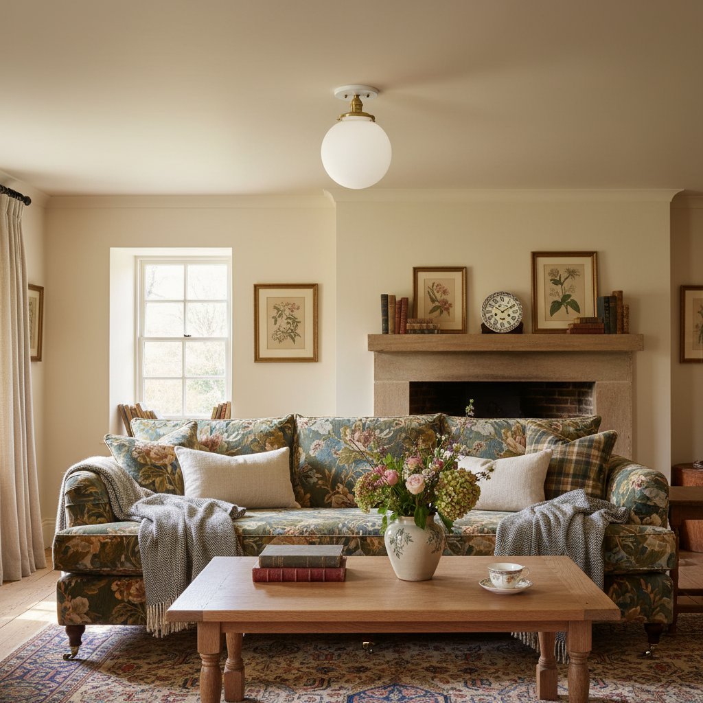 Glorica Glass Mid Century Semi Flush Ceiling Light - White Opal Glass Globe Fixture