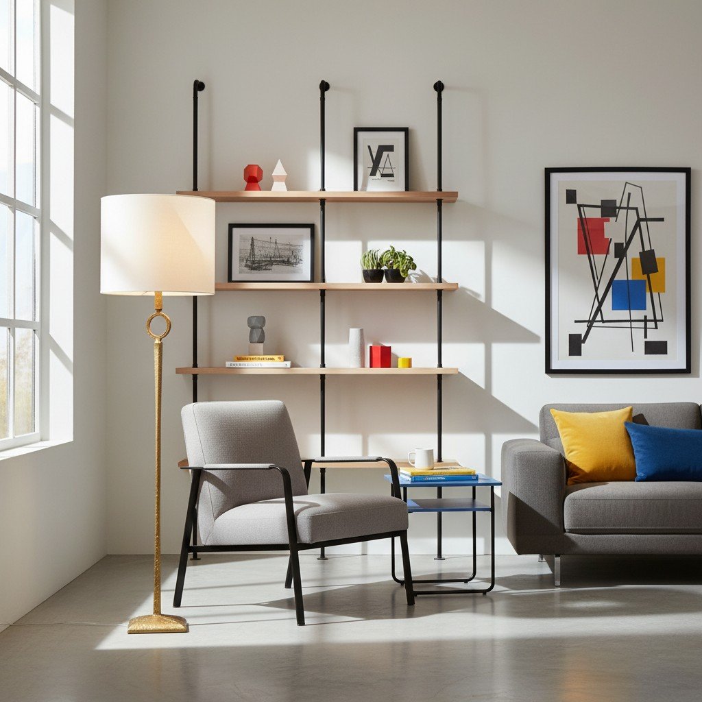 Trova Wrought Iron Floor Lamp - Single-Pole Design for Bedroom and Office Lighting