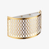 Liorin Fretwork Wall Light - Modern Curved Metal and Fabric Shade Sconce for Hallway or Bedroom