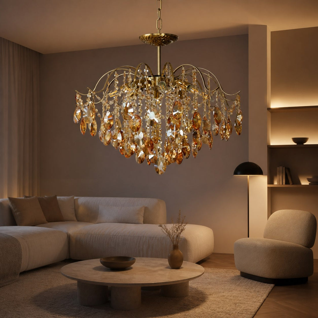 Vintage Sumptuous Teardrop Crystal Chandelier