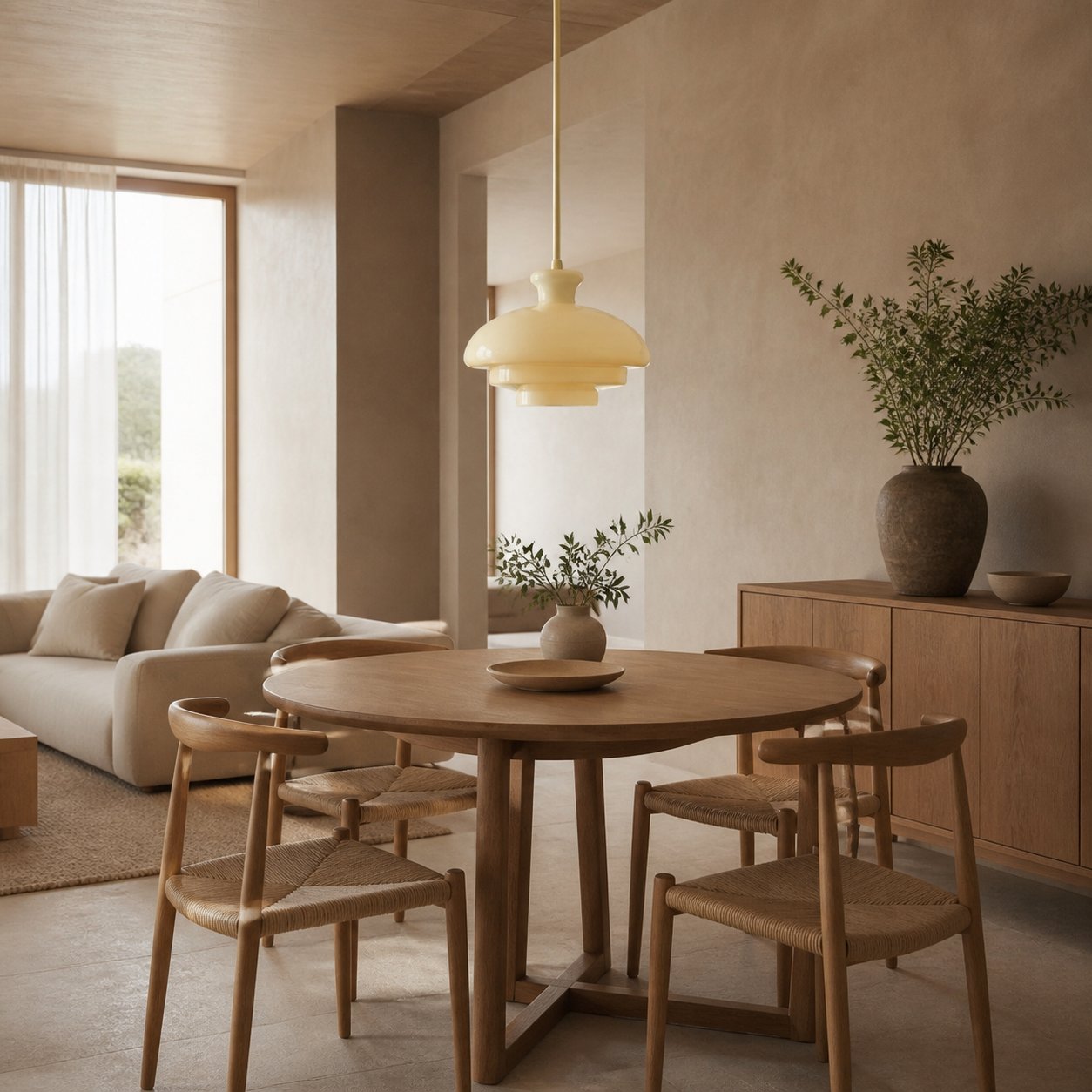 HaloVita Decorative Pendant Lamp – Minimalist Metal and Glass Pendant for Living Areas