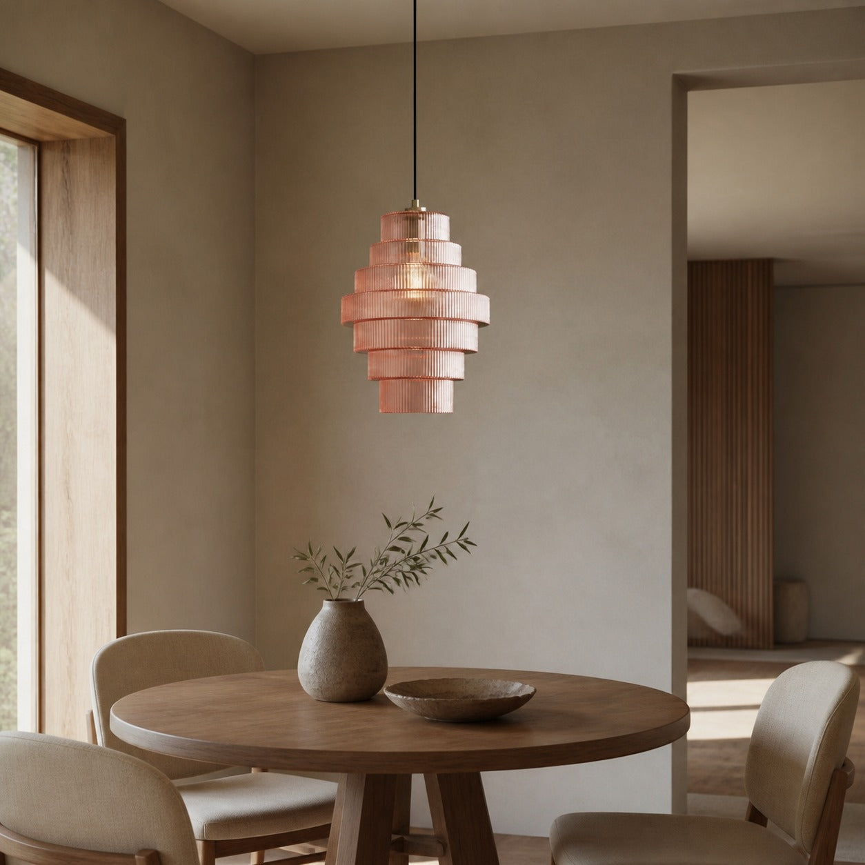 Kaleon Retro Glass Pendant Light - Glass Accents Art Deco Design for Dining and Living Room Ambiance
