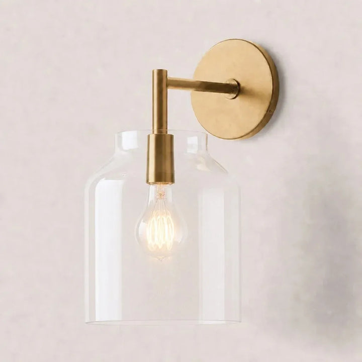Hanton Minimalist Brass Sconce for Bathrooms and Hallways