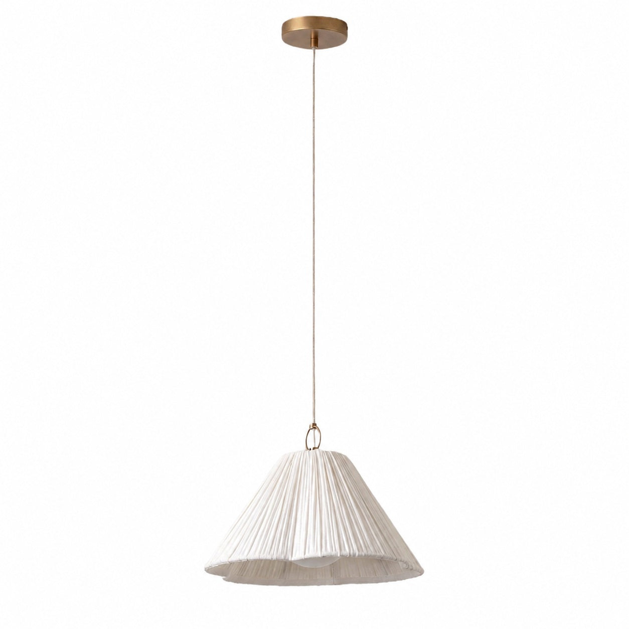 Lindi - small aged brass and linen scalloped pendant