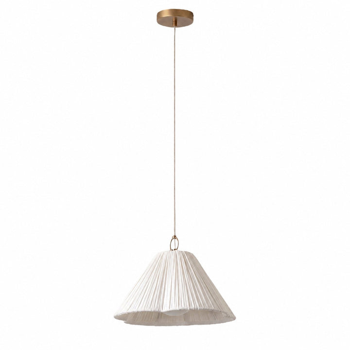 Lindi - small aged brass and linen scalloped pendant