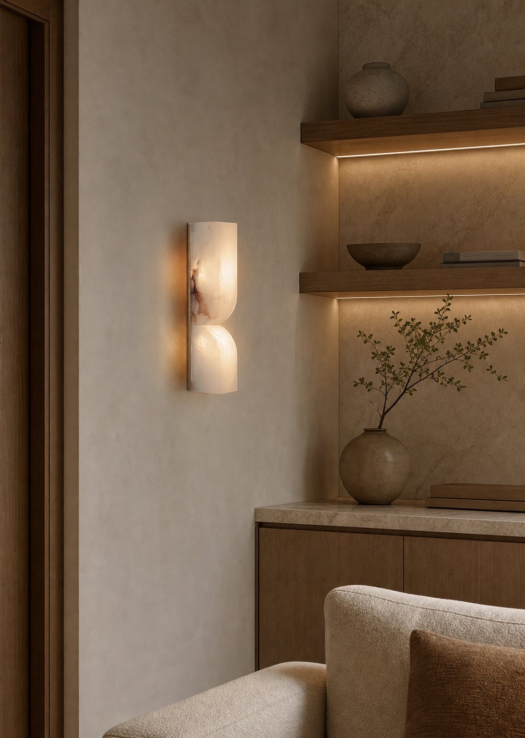 Modern Rectangular Alabaster Wall Lamp – Minimalist Sconce for Bedroom Hallway Living Room