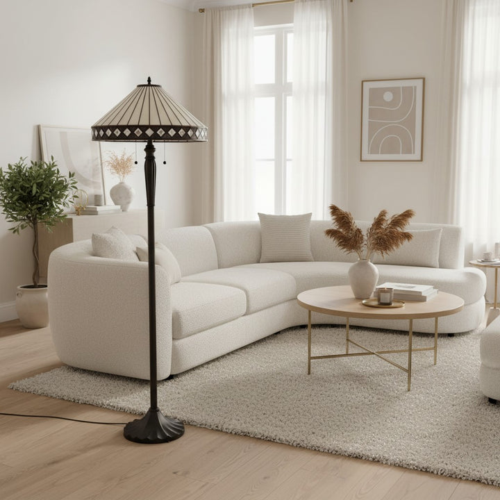 TF Fargo Geometric Art Deco Tiffany Floor Lamp for Living Room Corner Lighting