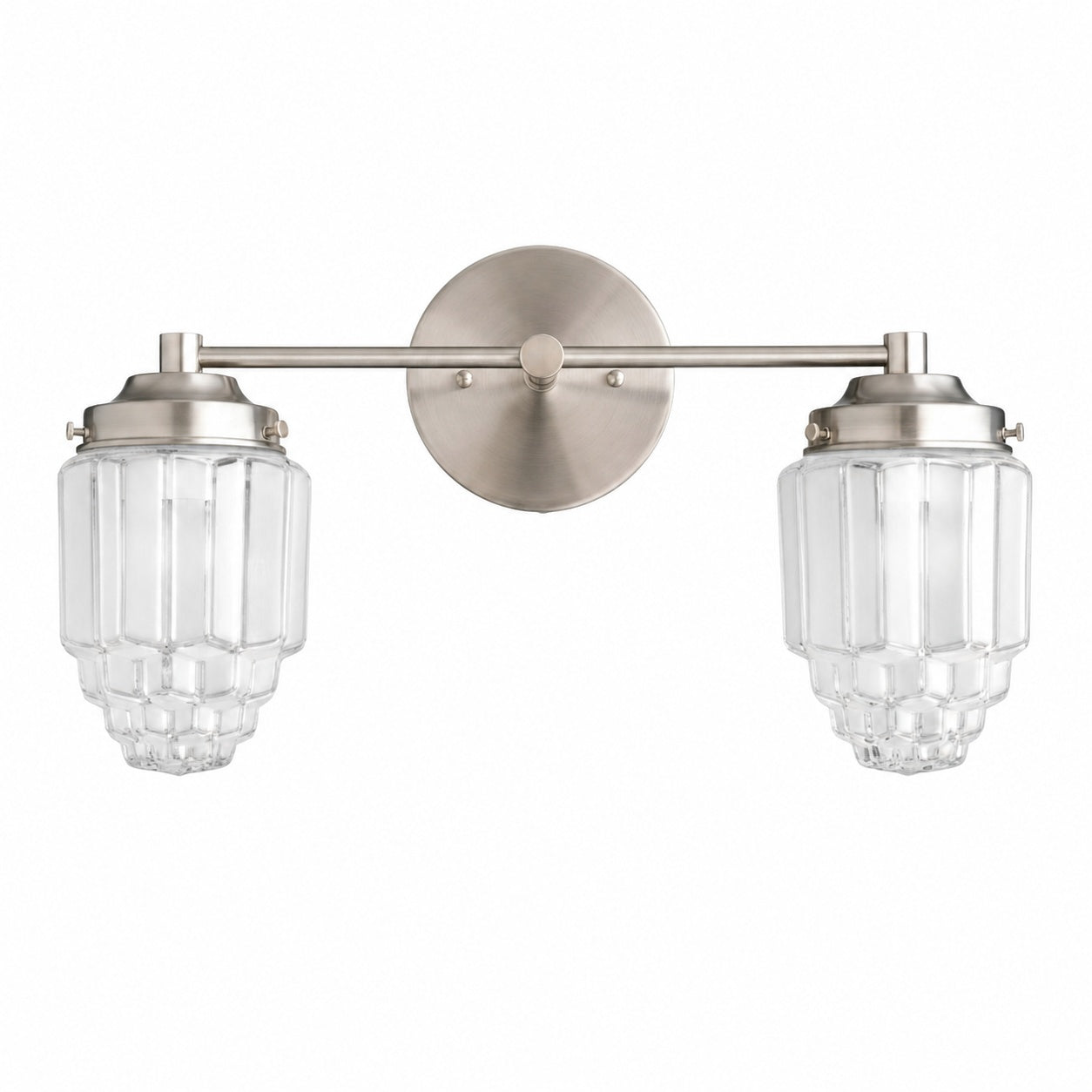 Tierlux Glass Vanity Light - Art Deco Bathroom Fixture with Skyscraper Shades