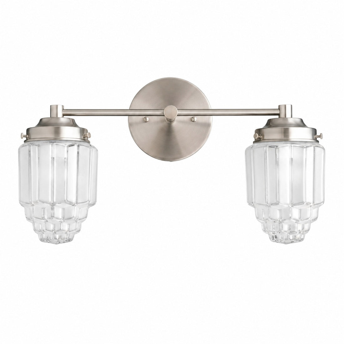 Tierlux Glass Vanity Light - Art Deco Bathroom Fixture with Skyscraper Shades
