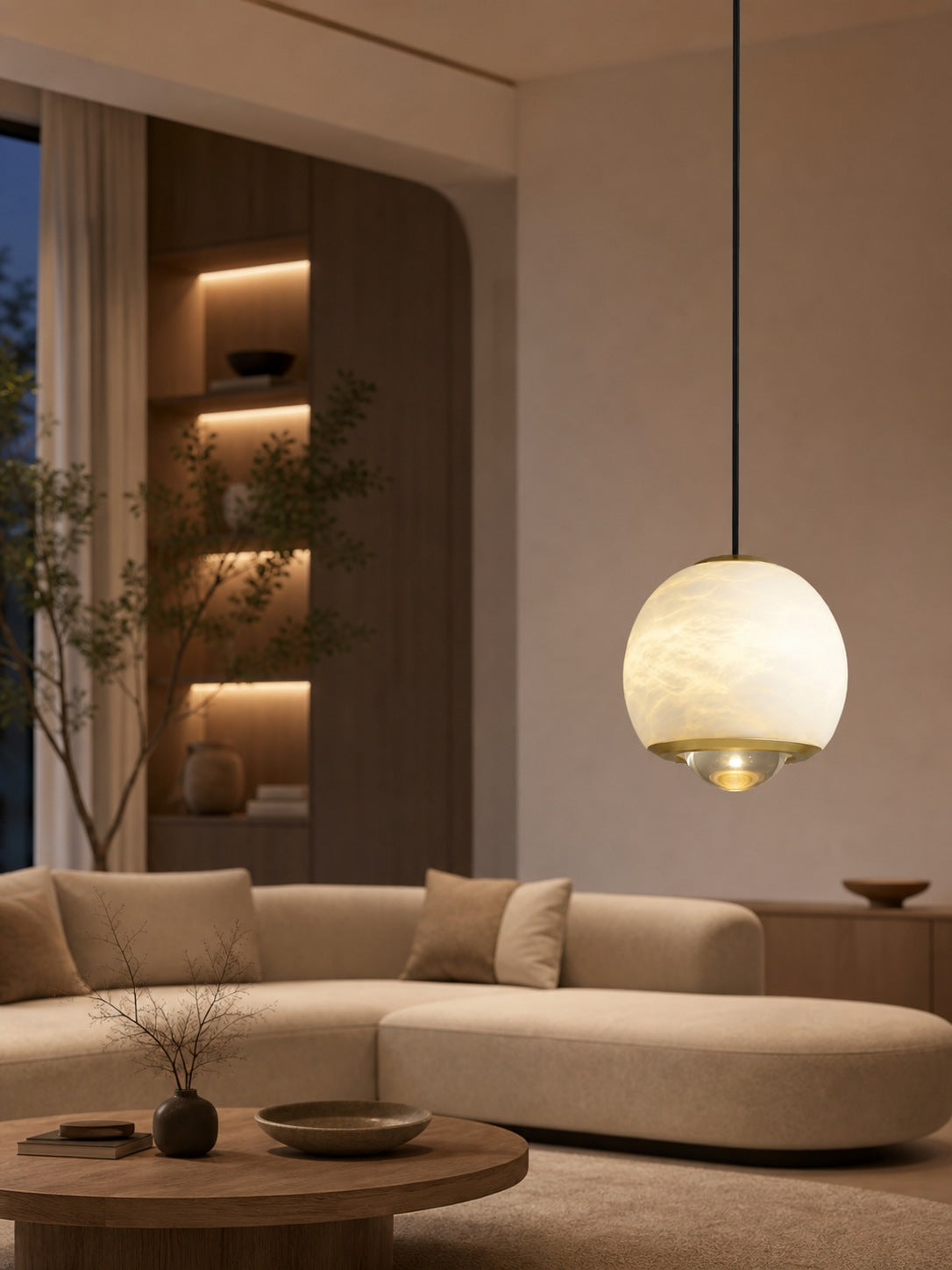 Ferox Alabaster Pendant Light