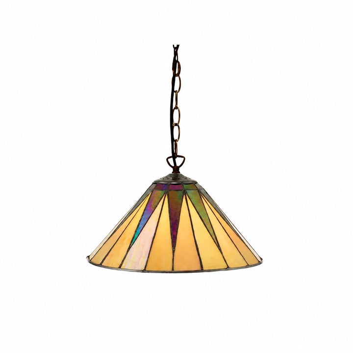 TF Dark Star Tiffany Pendant – Stained Glass Geometric Design Ceiling Light for Living Rooms