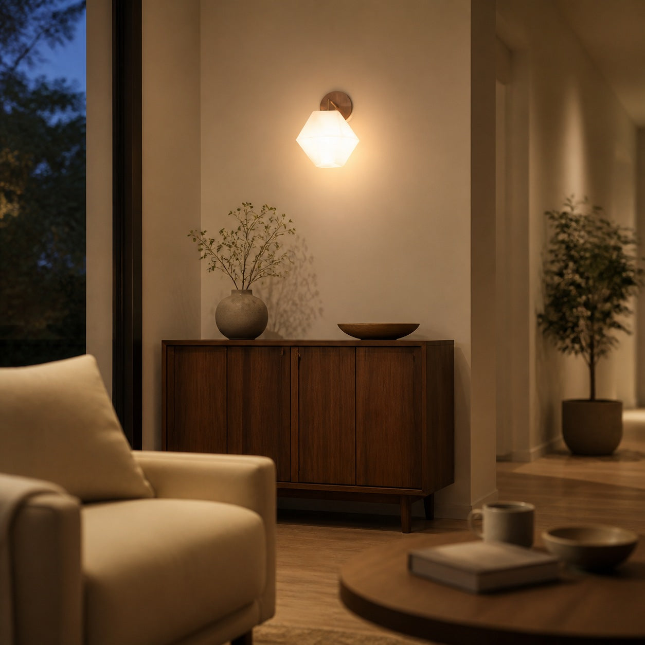 Talvior Geometric Modern Bathroom Sconce - Faceted Shade Light in Luxe Finishes