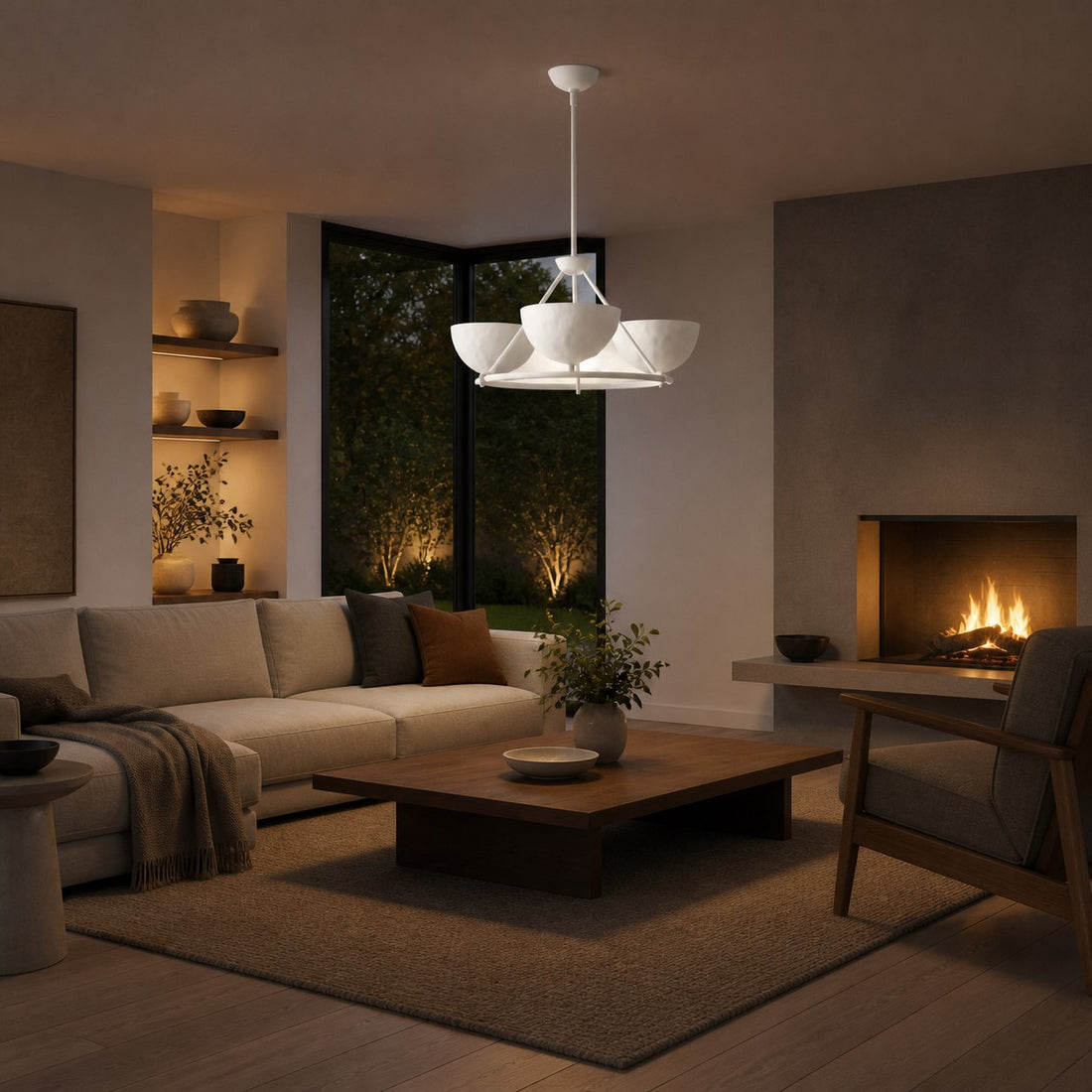 Plara Multi‑Light Chandelier – Modern Polyresin and Plaster for Dining & Foyer