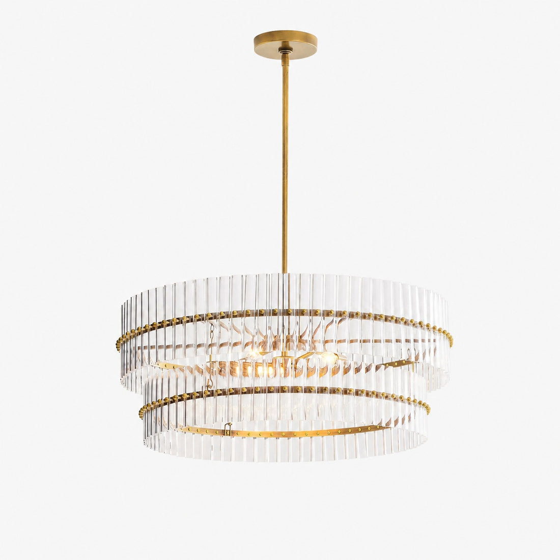 Lumora Crystal Pendant Light – Elegant Tumbled Brass & Cut Glass
