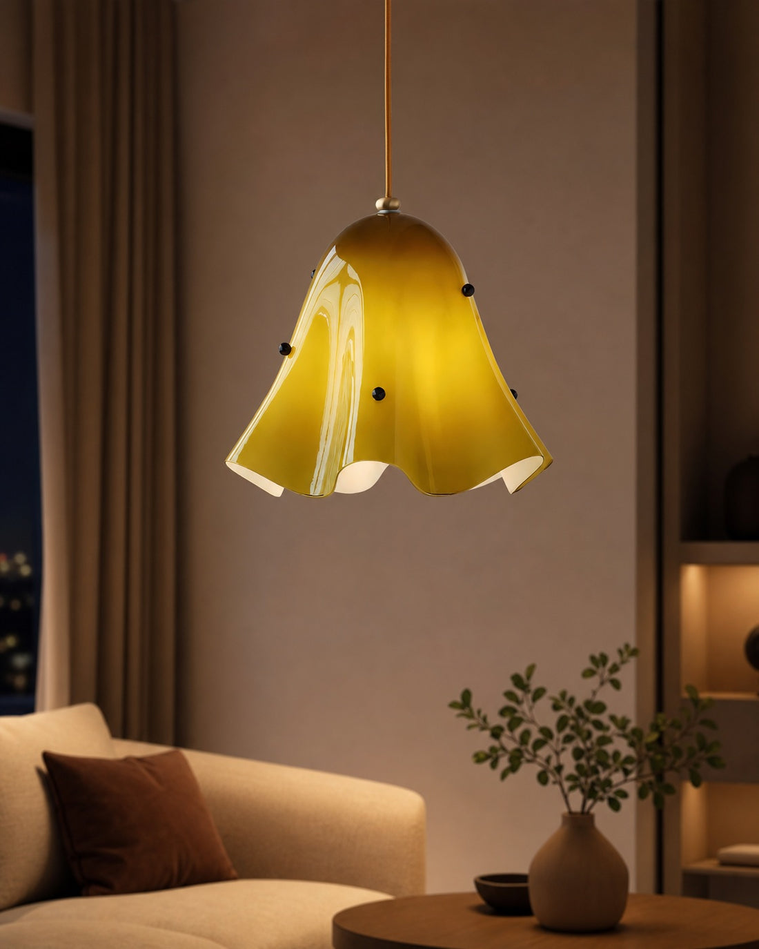 Bellina Artistic Glass Pendant Light - Modern Bloom Inspired Hanging Ceiling Lamp