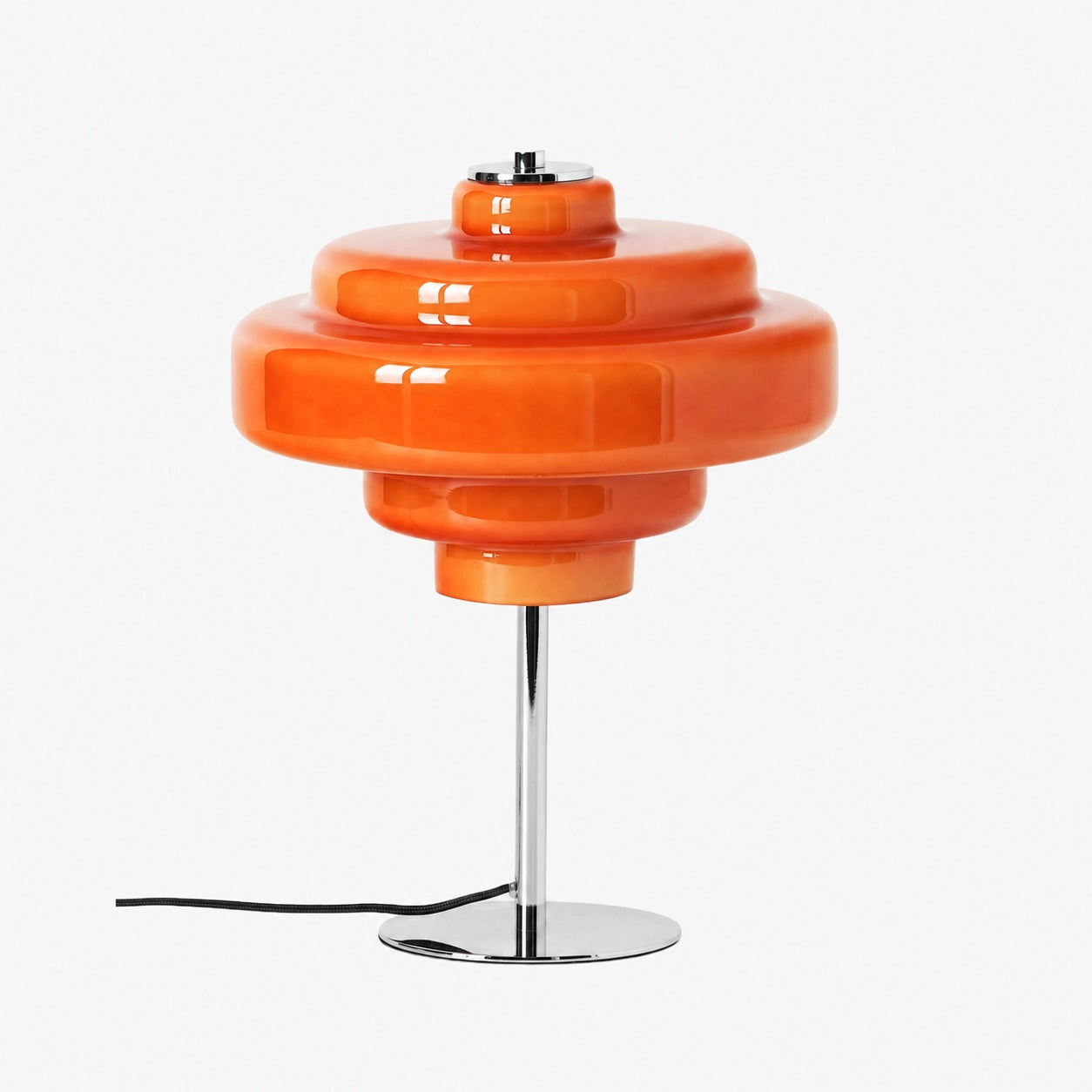 Koloro Glass Table Lamp - Retro Tiered Design with Chrome Base
