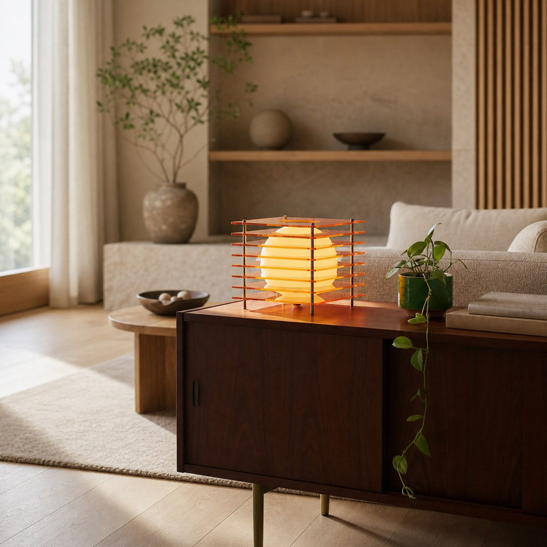 Afterglow Series Moon Cube Geometric Sphere Table Lamp - Modern Style Bedroom Decor
