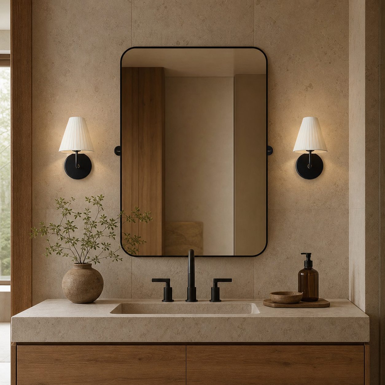 Fibura Sleek Metal Linen Shade Wall Light - Wall-Mounted Art