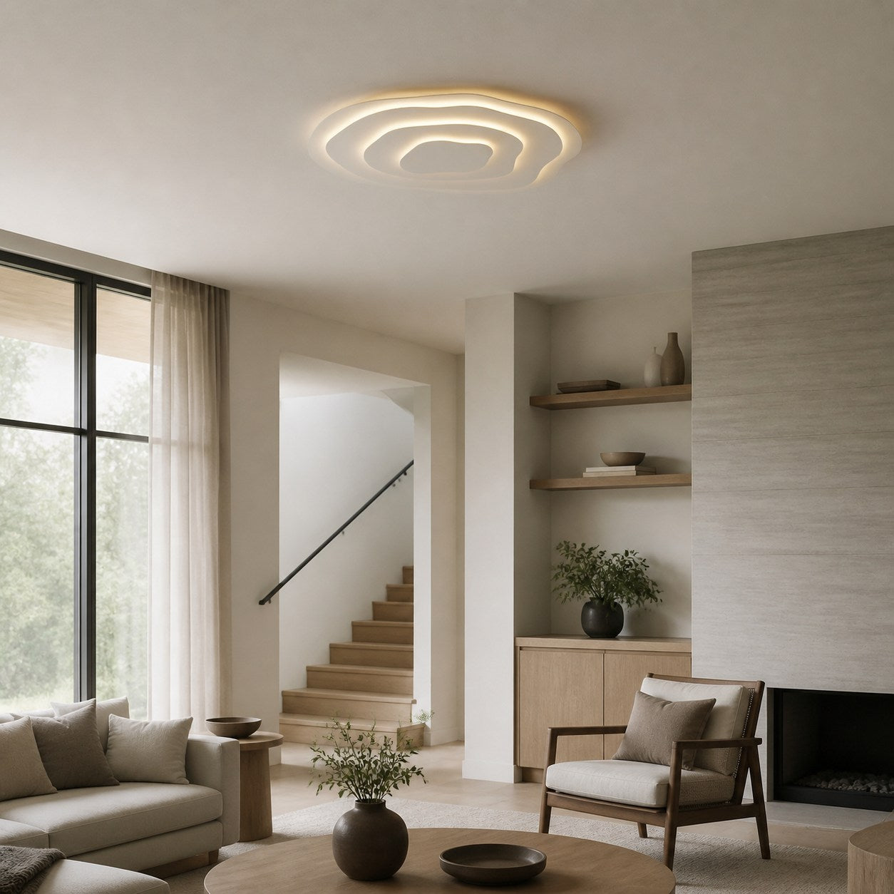 Aeris Mimir Wave-Form Acrylic Ceiling Light Modern Minimalist Surface Mount Lamp Living Room & Bedroom