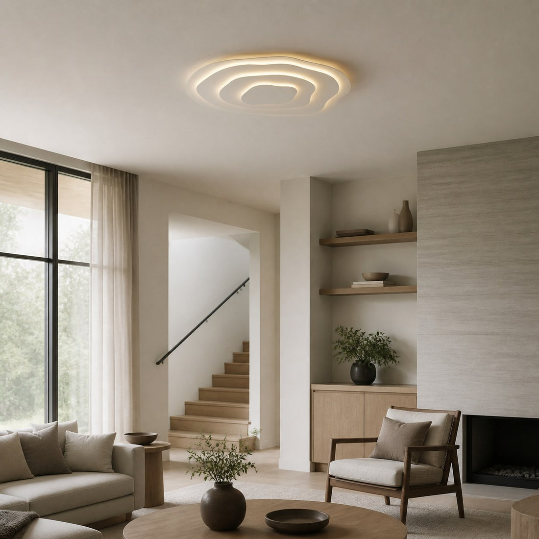 Aeris Mimir Wave-Form Acrylic Ceiling Light Modern Minimalist Surface Mount Lamp Living Room & Bedroom