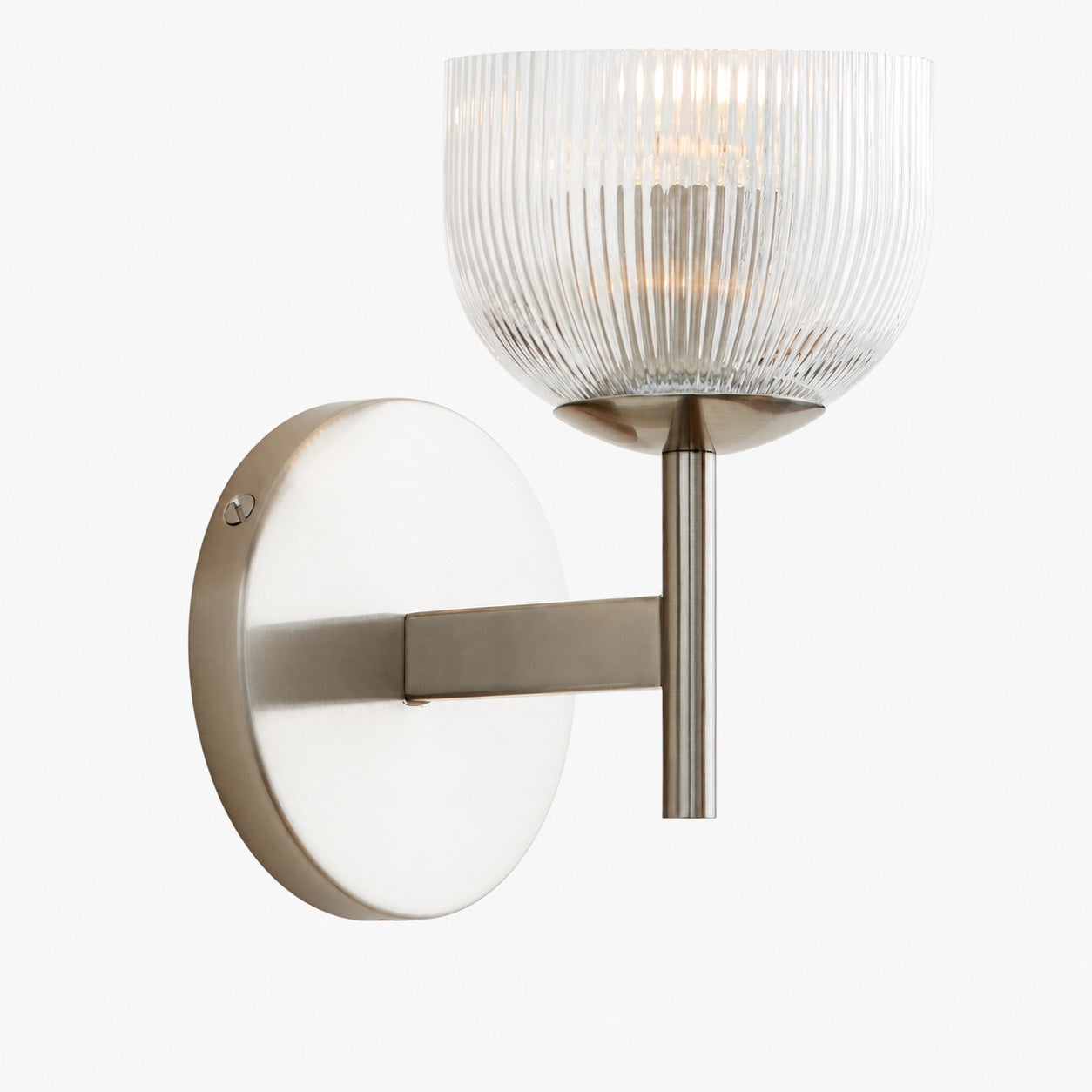 Bravira Ribbed Glass Sconce - Metal Wall Light with Clear Glass Shade