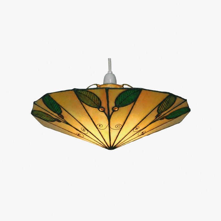 TF Harken Tiffany Style Leaf Pendant Shade Stained Glass Lamp Shade for Living Room and Bedroom