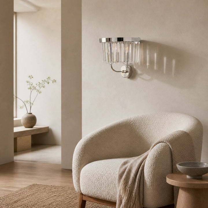 Beveline Faceted Clear Cut Glass Wall Light - Classic Metal Sconce for Hallway and Living Room