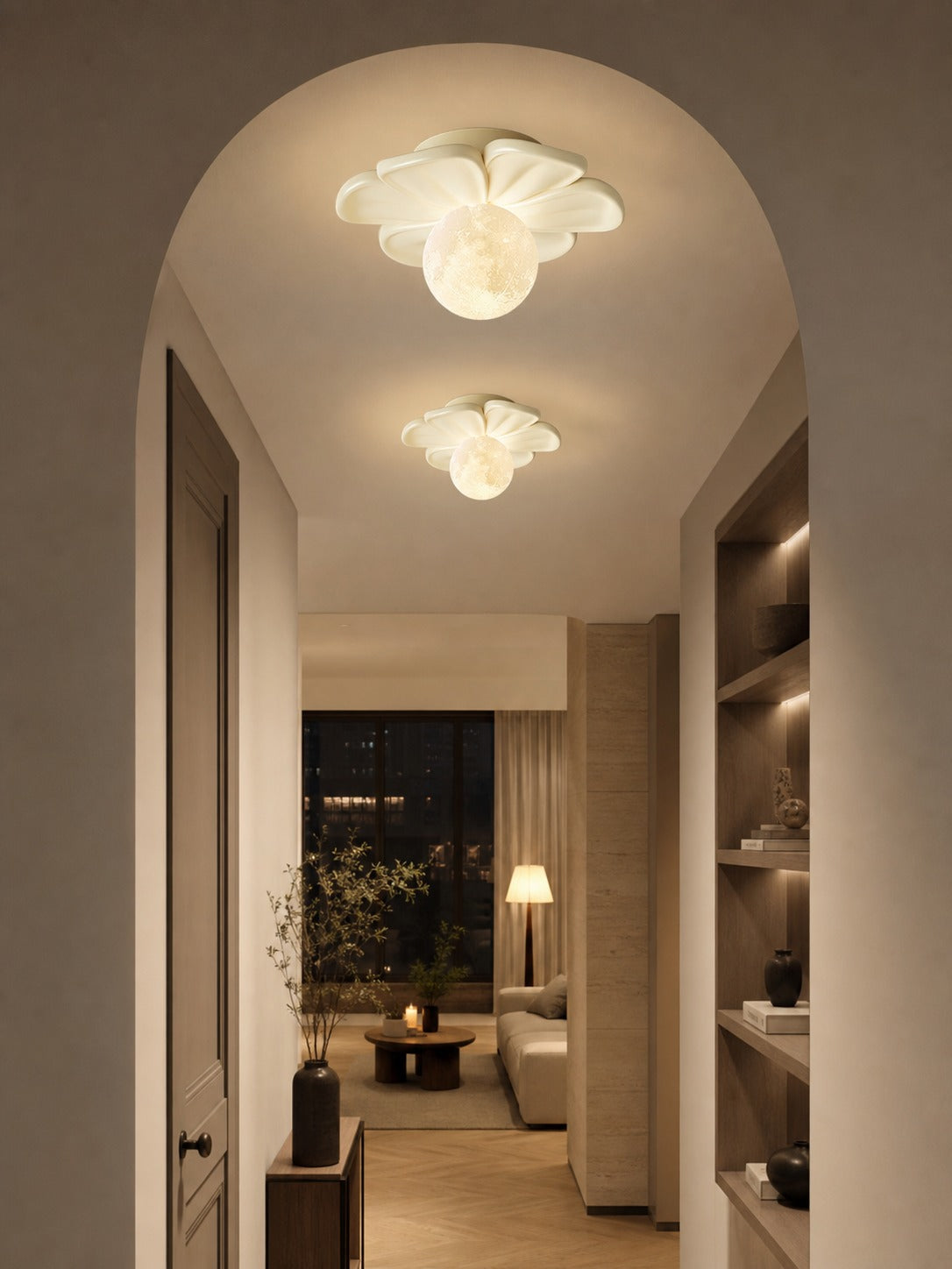 Cream Bloom Flower Ceiling Lamp