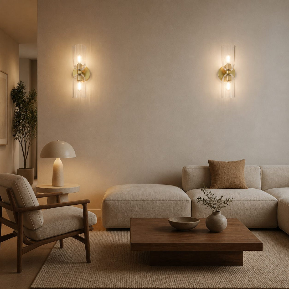 Vega Glass Minimalist Globe Wall Sconce Soft Diffused Glow Available in One or Two Lights