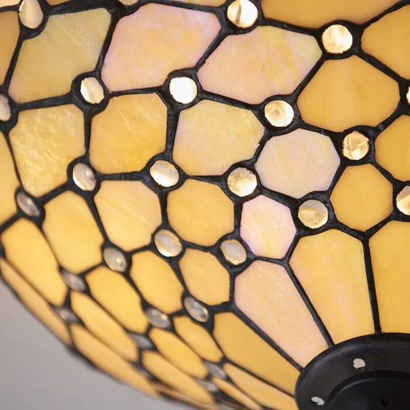 TF Pearl Handcrafted Tiffany Ceiling Light – Art Deco Stained Glass Light for Hallway or Living Room