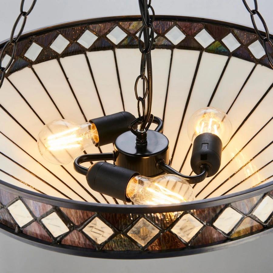 TF Fargo Adjustable Pendant with Stained-Glass Inspired Inverted Shade for Island and Dining