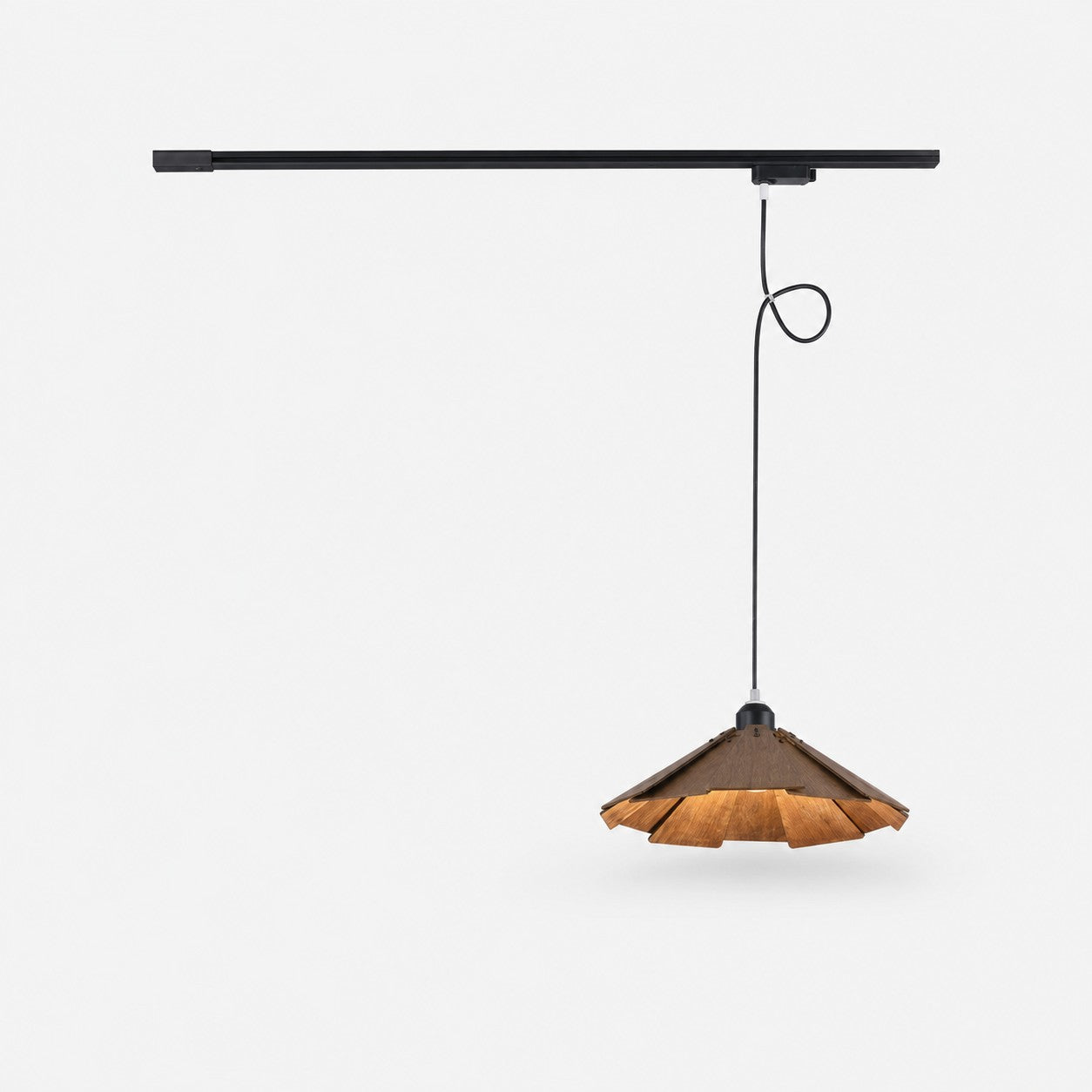 Walnut B single track wooden pendant light 35cm