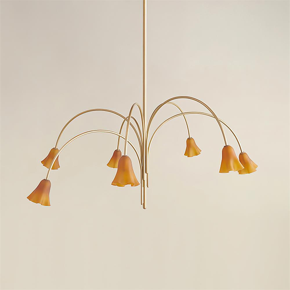 Bellina Modern Romantic Chandelier - Botanical Lily Design with Glass Flowers