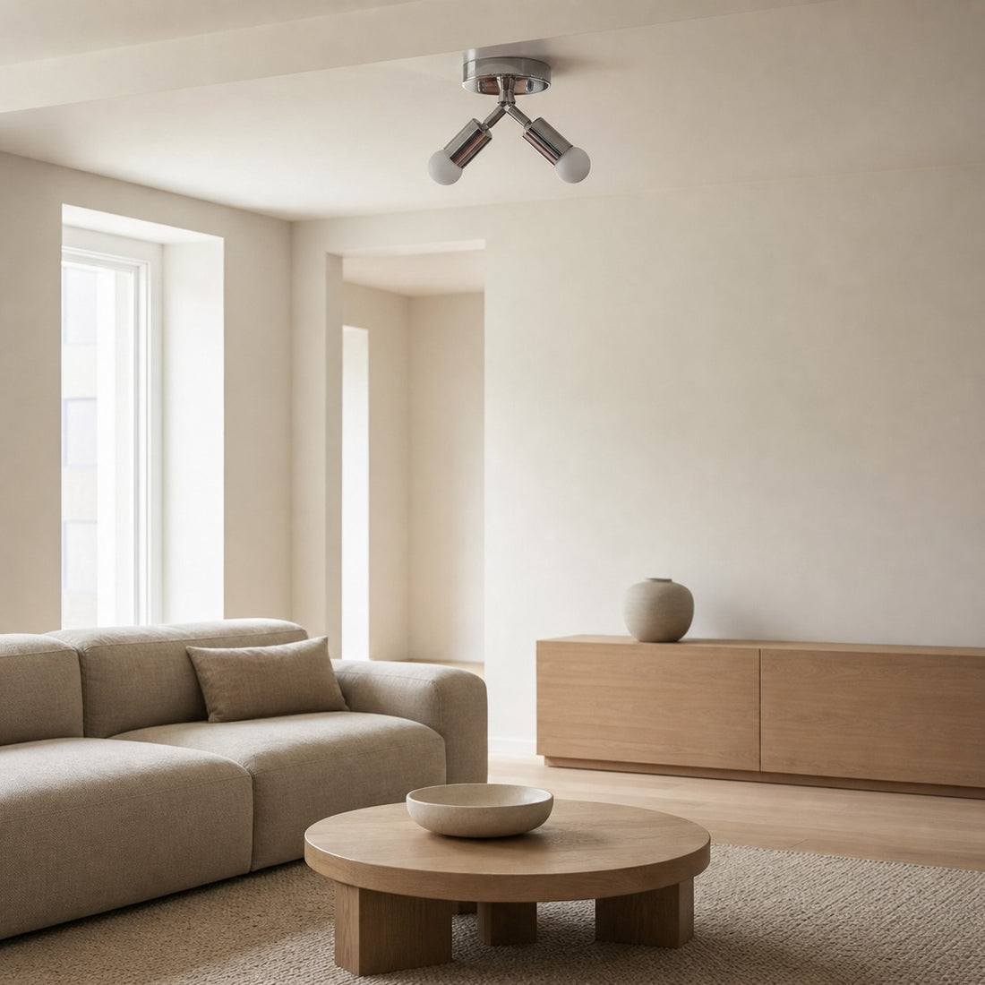 Mobilux Line Modern Brass Flush Mount - Minimalist Gold Ceiling Light for Bedroom