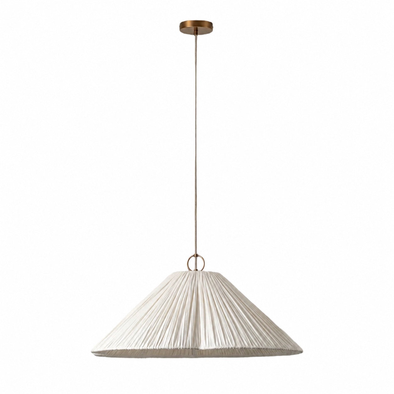 Lindi - aged brass and linen oversized scalloped pendant