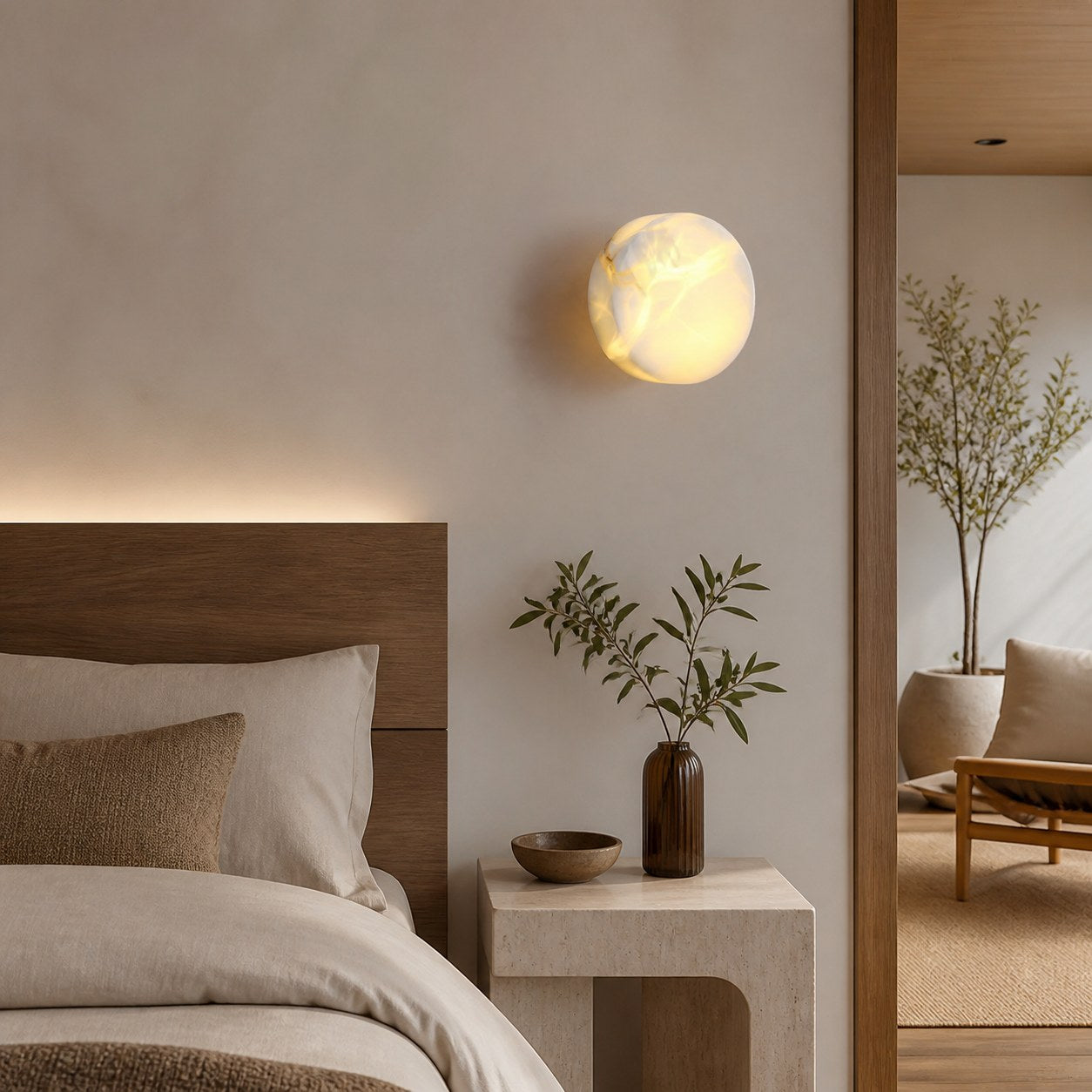 Cylindrical Alabaster Wall Lamp