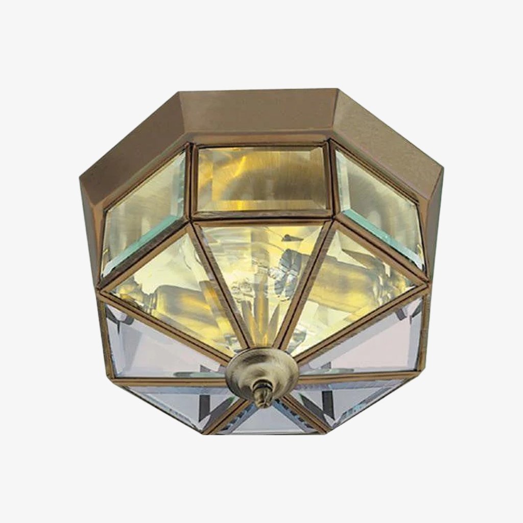 Braleen Antique Lantern Style Flush Ceiling Light – Clear Glass Design for Living and Bedroom