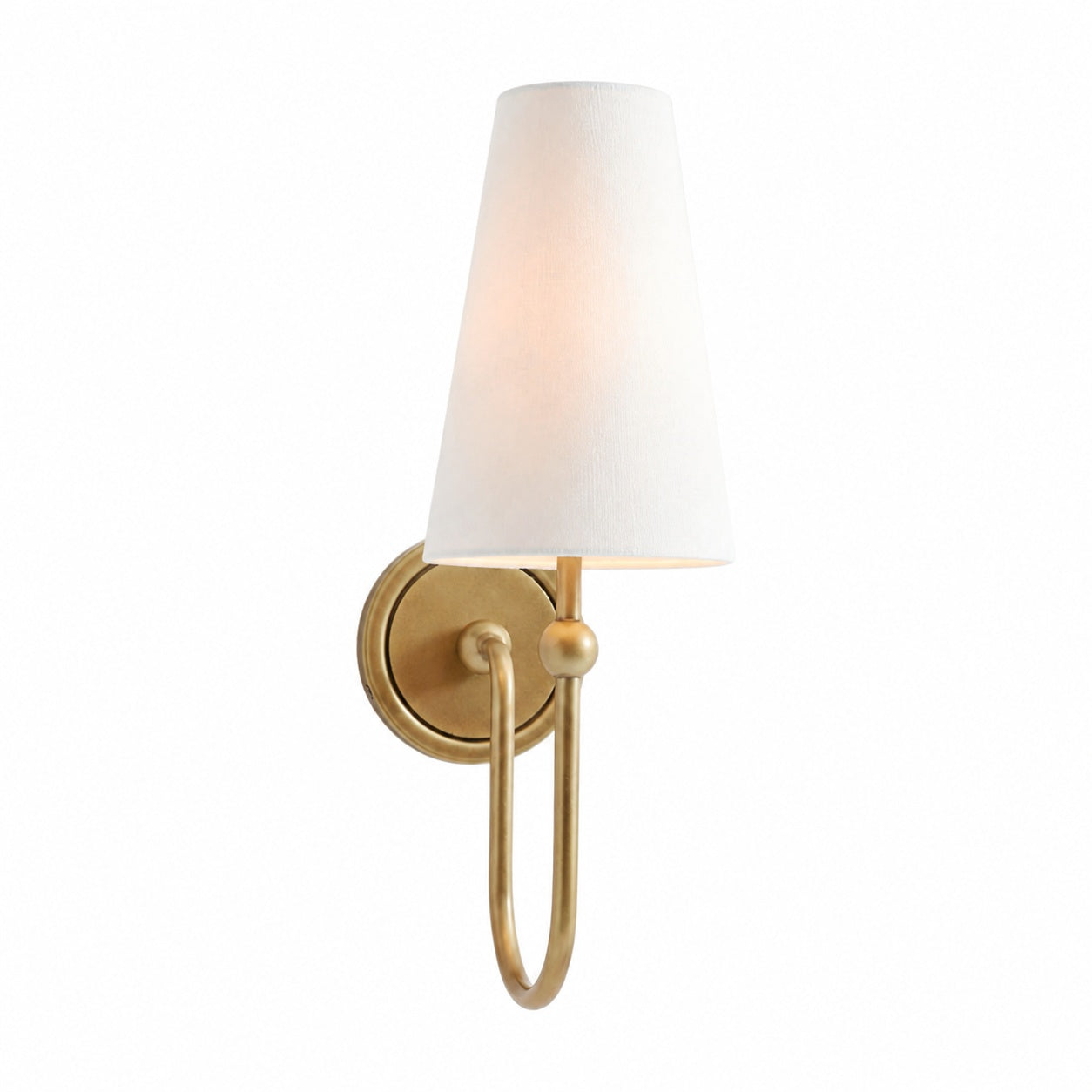Serena Elegant Swoop Arm Sconce – Modern Fabric Shade Wall Lamp for Hallway and Bedroom