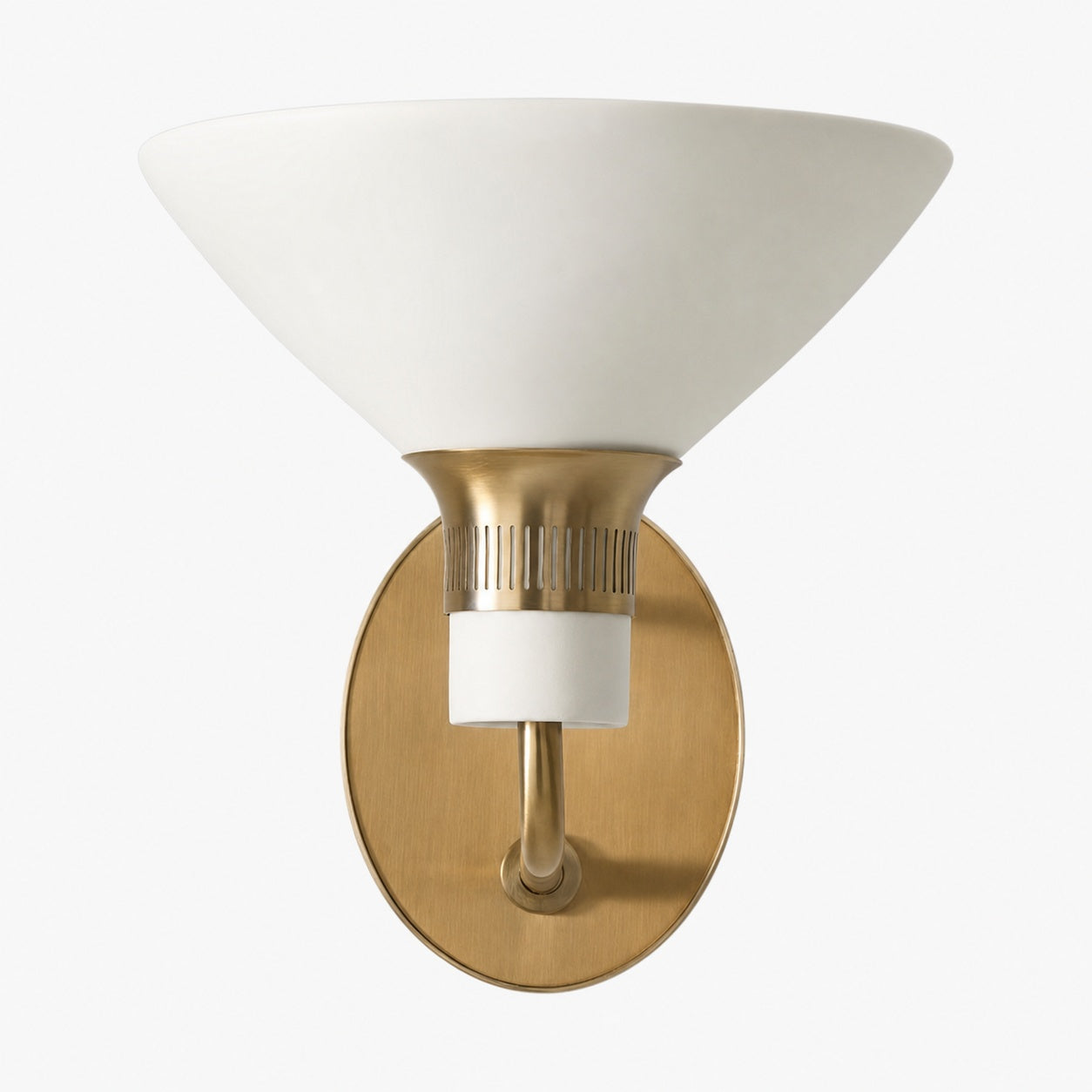 Calvor Champagne Bronze Sconce – Porcelain Ivory Shade Hardwired Wall Light