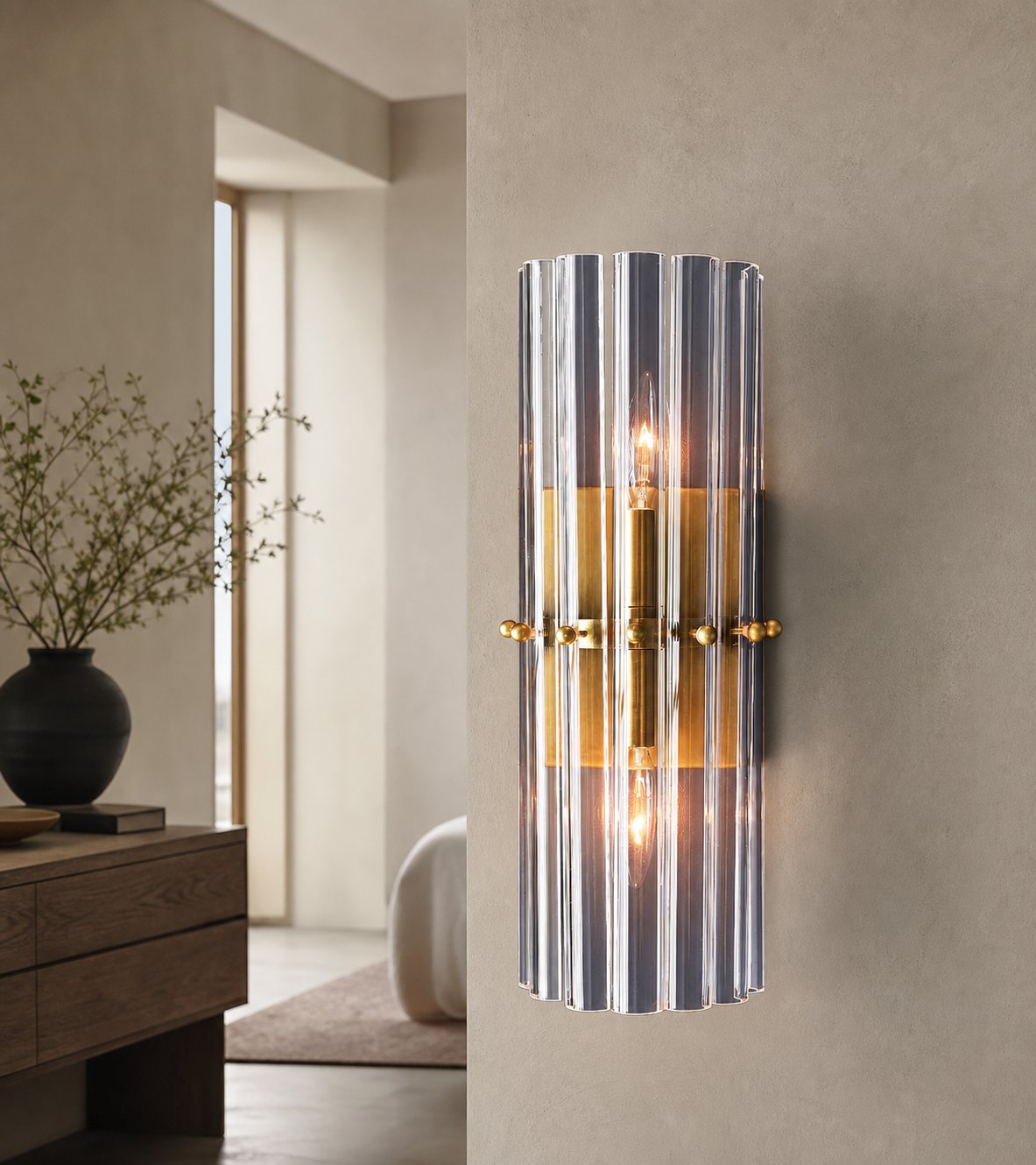 Lumora Crystal Wall Sconce – Elegant Lighting for Hallway & Bedroom