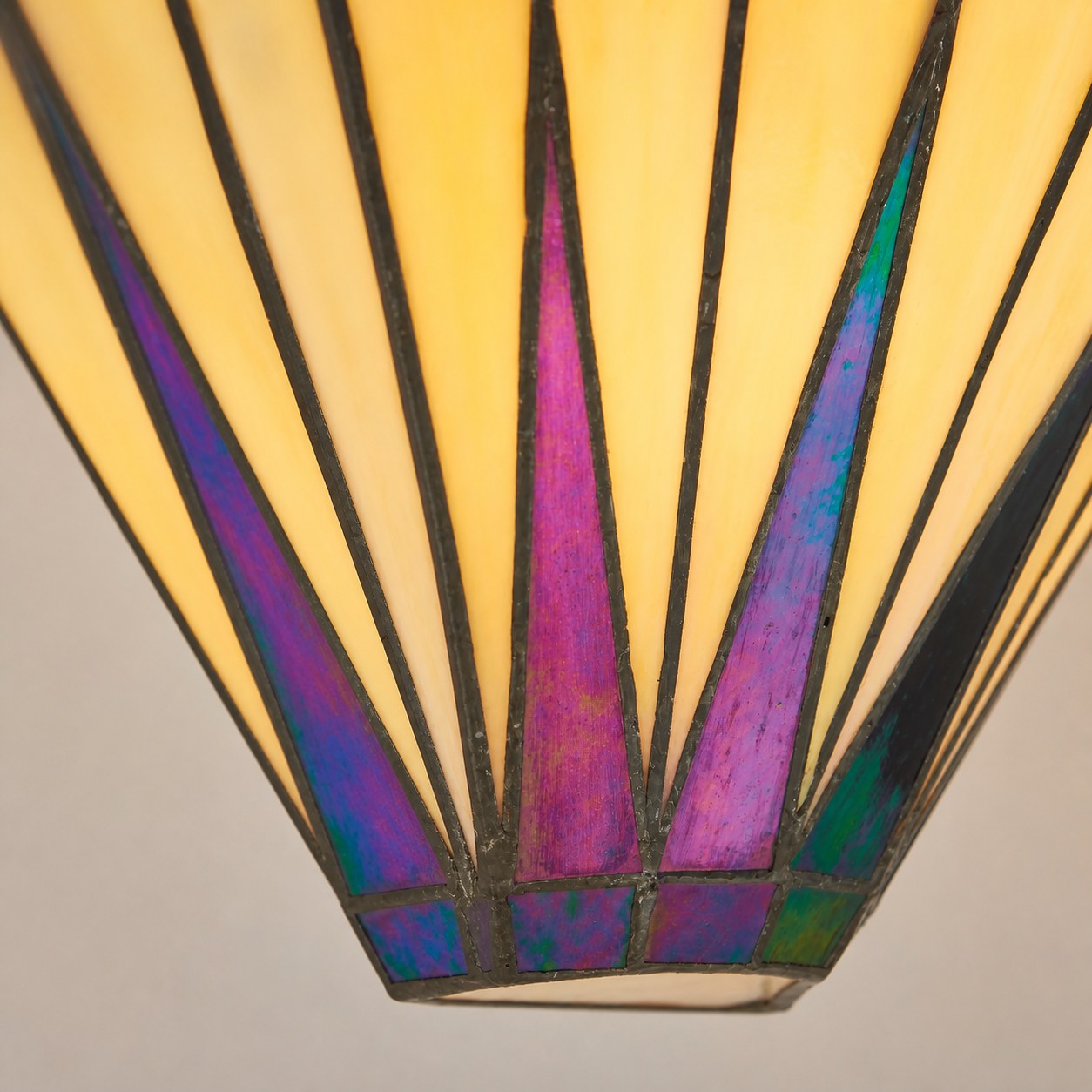 TF Dark Star Art Deco Star Tiffany Wall Sconce – Stained Glass Geometric Light for Hallway and Living Room